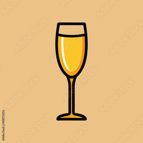 Illustration of a sparkling wine glass, New Year Object  representing celebration and festivities