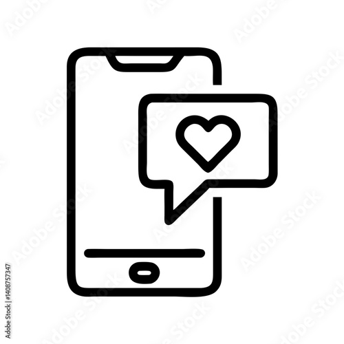 mobile phone with heart symbol vector icon