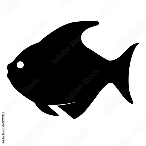 bolivian ram fish black silhouette of a moorish idol fish aquatic animal ocean life- simple black silhouette of a bolivian ram fish tropical sea life animal icon,
