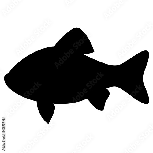cherry barb fish black silhouette of a moorish idol fish aquatic animal ocean life- simple black silhouette of a cherry barb fish tropical sea life animal icon,