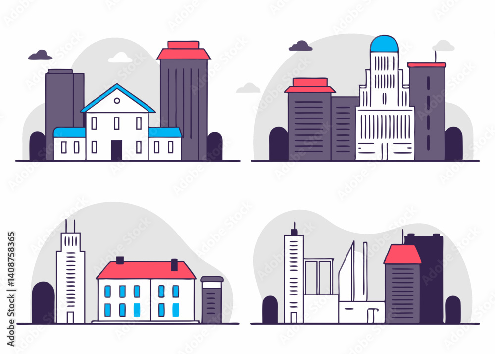 Obraz premium Illustration of the building. Urban City. Vector.
