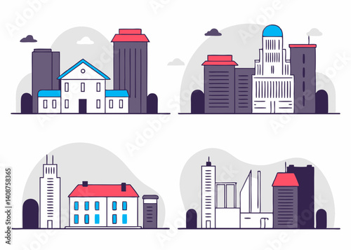 Illustration of the building. Urban City. Vector.