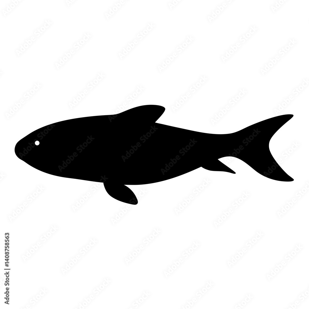 Fototapeta premium glass catfish black silhouette of a moorish idol fish aquatic animal ocean life- simple black silhouette of a glass catfish tropical sea life animal icon,