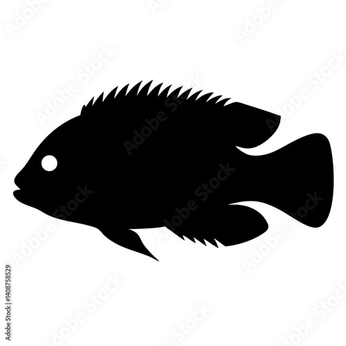 firemouth cichlid fish black silhouette of a moorish idol fish aquatic animal ocean life- simple black silhouette of a firemouth cichlid fish tropical sea life animal icon,