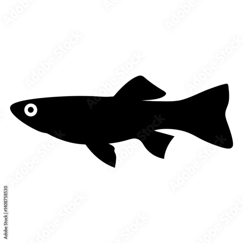 endler s livebearer fish black silhouette of a moorish idol fish aquatic animal ocean life- simple black silhouette of a endler s livebearer fish tropical sea life animal icon,