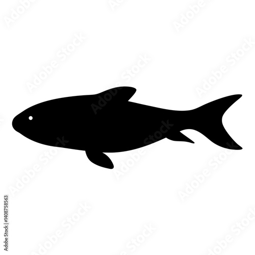 glass catfish black silhouette of a moorish idol fish aquatic animal ocean life- simple black silhouette of a glass catfish tropical sea life animal icon,