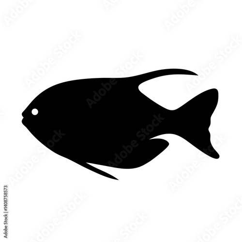 glass catfish  black silhouette of a moorish idol fish aquatic animal ocean life- simple black silhouette of a glass catfish  tropical sea life animal icon,