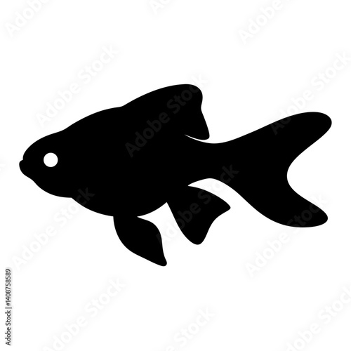 goldfish black silhouette of a moorish idol fish aquatic animal ocean life- simple black silhouette of a goldfish tropical sea life animal icon,