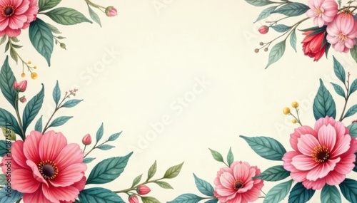 Vintage-Style Floral Watercolor, pastel, art nouveau