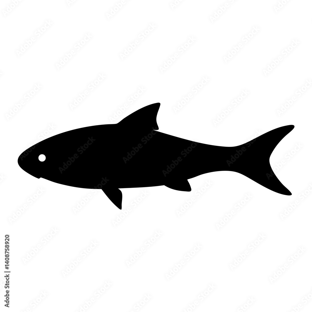 Fototapeta premium kribensis fish black silhouette of a moorish idol fish aquatic animal ocean life- simple black silhouette of a kribensis fish tropical sea life animal icon,