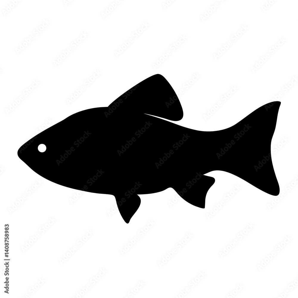Obraz premium kuhli loach fish black silhouette of a moorish idol fish aquatic animal ocean life- simple black silhouette of a kuhli loach fish tropical sea life animal icon,