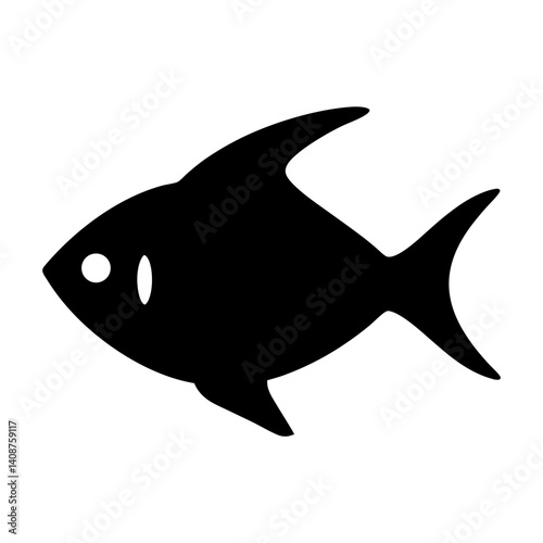neon tetra fish black silhouette of a moorish idol fish aquatic animal ocean life- simple black silhouette of a neon tetra fish tropical sea life animal icon,
