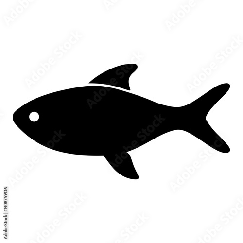 neon tetra fish black silhouette of a moorish idol fish aquatic animal ocean life- simple black silhouette of a neon tetra fish tropical sea life animal icon,
