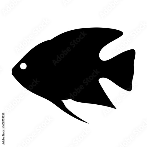 pearl gourami fish black silhouette of a moorish idol fish aquatic animal ocean life- simple black silhouette of a pearl gourami fish tropical sea life animal icon,