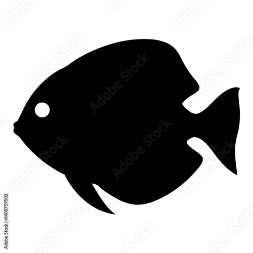 rainbowfish black silhouette of a moorish idol fish aquatic animal ocean life- simple black silhouette of a rainbowfish tropical sea life animal icon,