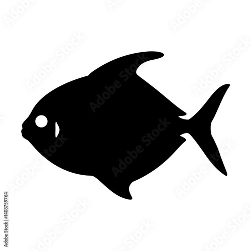silver dollar fish black silhouette of a moorish idol fish aquatic animal ocean life- simple black silhouette of a silver dollar fish tropical sea life animal icon,