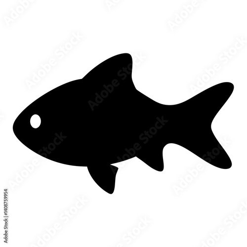 tiger barb fish black silhouette of a moorish idol fish aquatic animal ocean life- simple black silhouette of a tiger barb fish tropical sea life animal icon,
