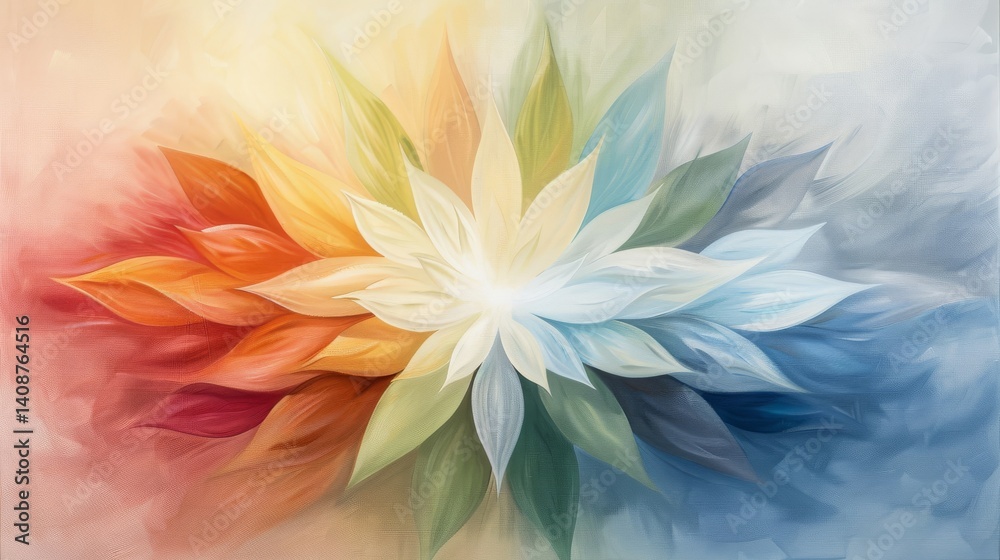 Obraz premium Exquisite floral painting on a pristine white canvas, celebration of minimalist beauty