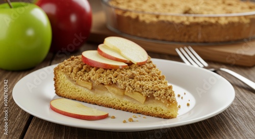 Wallpaper Mural Delectable slice of homemade apple crumble with fresh fruit toppings presented beautifully Torontodigital.ca