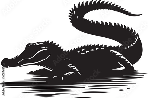 Alligator black vector and silhouette