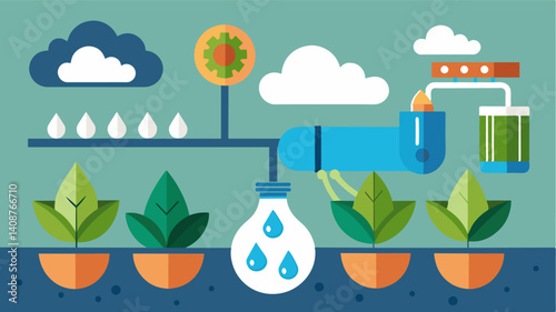 Cropspecific Water Management Different crops have different water requirements and a smart water management system can adjust the amount of water delivered to each specific crop. Vector illustration