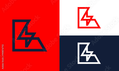 L logo with lightning symbol.