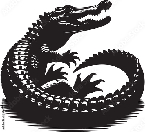Alligator black vector and silhouette