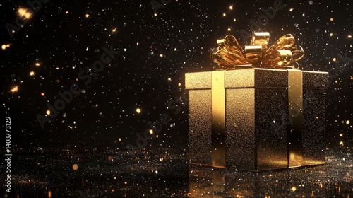 Obraz na płótnie Luxurious Gold Gift Box w salonie