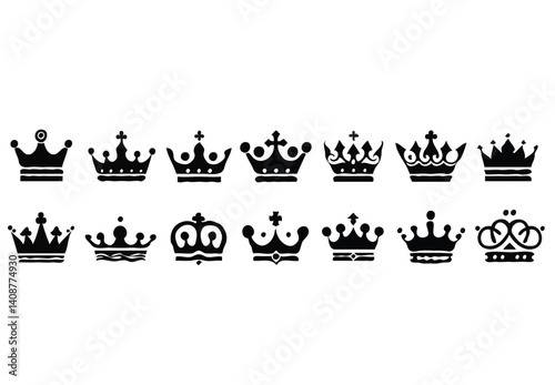 set of crowns silhouette vector