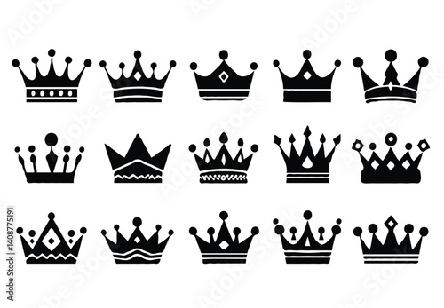 set of crowns silhouette vector