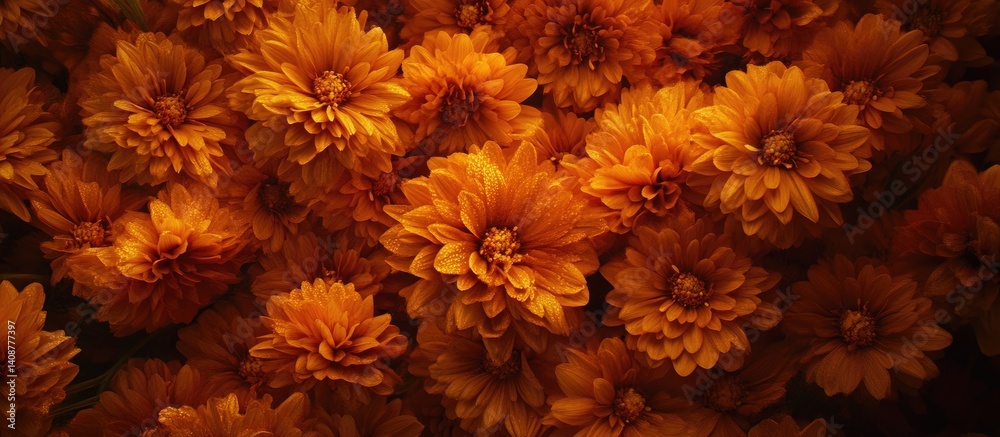 A Bountiful Arrangement of Deep Orange Chrysanthemums