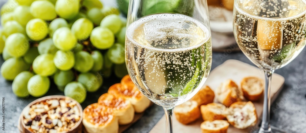 Sparkling wine with appetizers