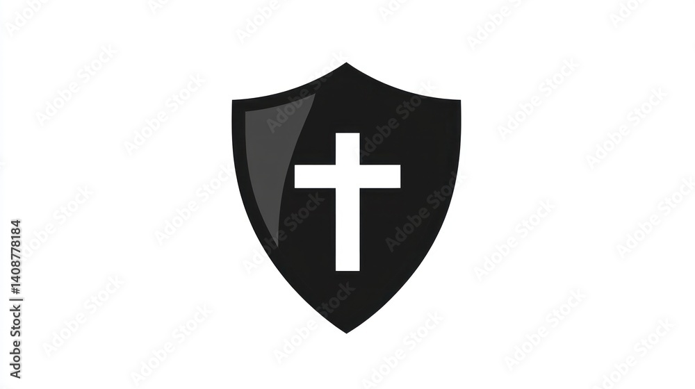 Fototapeta premium Christian faith shield protection, simple graphic