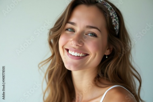 Happy Woman Smiling Face Portrait.