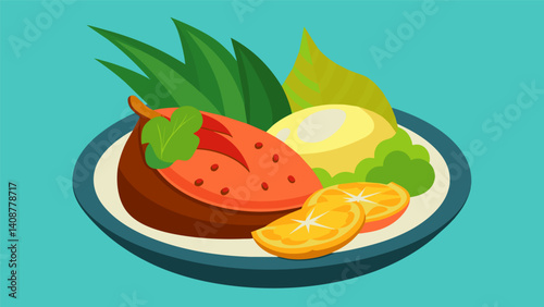 Each bite of the velvety yucca tender pork and zesty curtido is a celebration of the unique flavors and vibrant culture found in every corner of Nicaragua.. Vector illustration