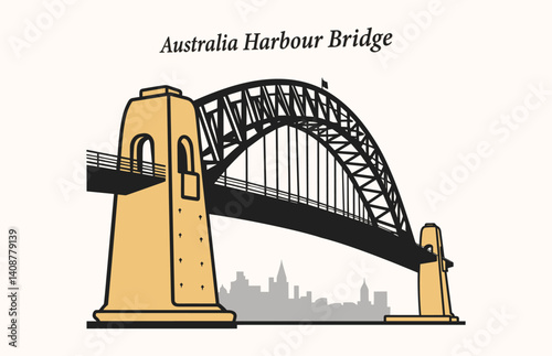 Australia Harbor Bridge Vector illustration, Sydney Harbour Bridge Clipart