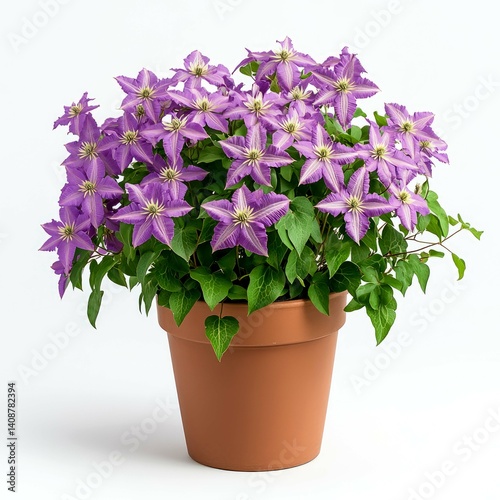 Stunning Purple Clematis in a Terracotta Pot: A Breathtaking Floral Display