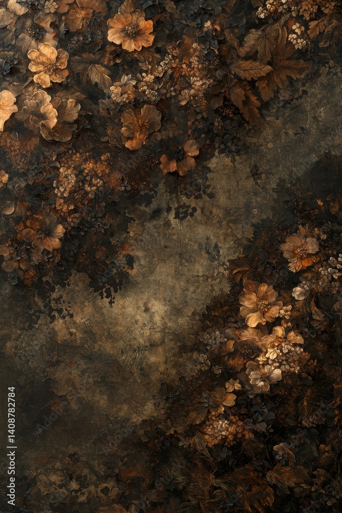 Elegant Floral Design with Dark Background and Rich Color Palette Elegant Floral Design with Dark Background and Rich Color Palette