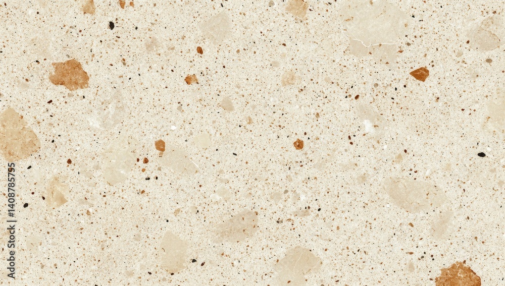 Beige speckled stone surface. A light beige background with scattered, small, various-colored specks Beige speckled stone surface. A light beige background with scattered, small, various-colored specks