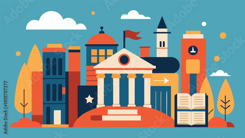 A sanctuary for scholars where history is organized and cataloged for future generations.. Vector illustration
