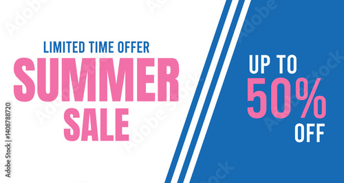 Summer Sale Poster For Banners, Up To 50 Percent Off, Wallpaper, Flyers, Invitation, Posters, Brochure, Voucher Discount. Vector Illustration Template. 