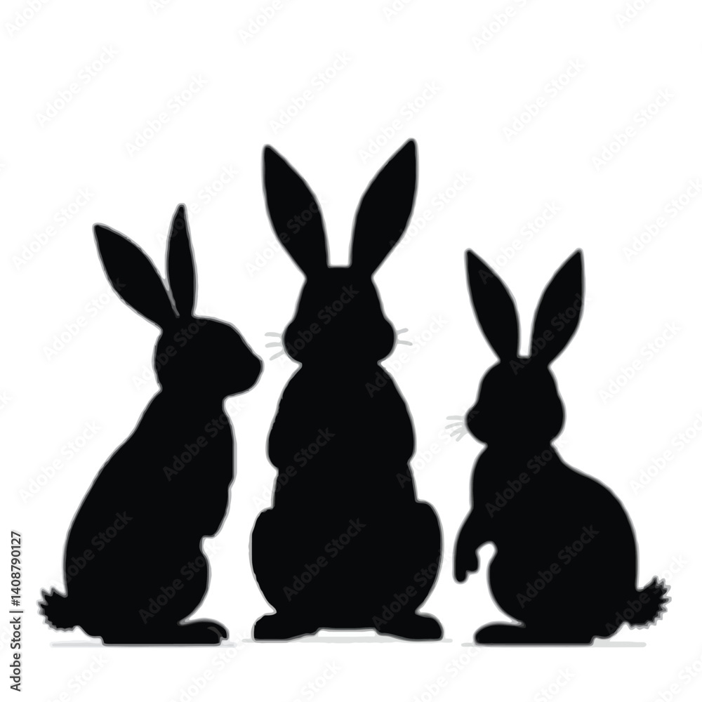Obraz premium vector_bunny_easter_black_white