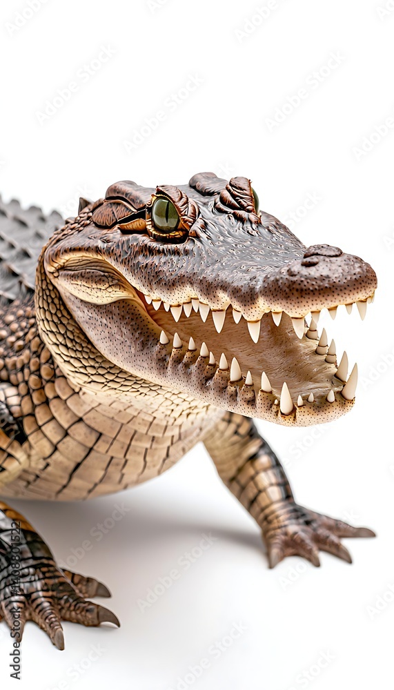 Fototapeta premium Baby Alligator Closeup White