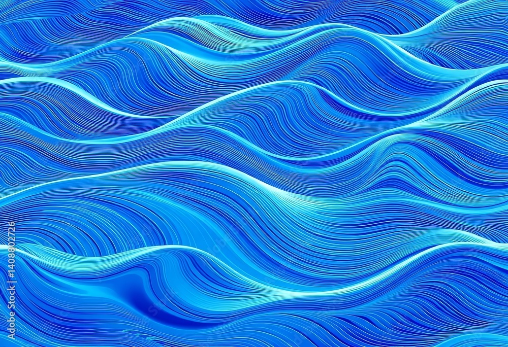 Abstract seamless pattern of flowing blue linear waves, creating a monochrome water texture, monochrome, graphic Abstract seamless pattern of flowing blue linear waves, creating a monochrome water texture, monochrome, graphic