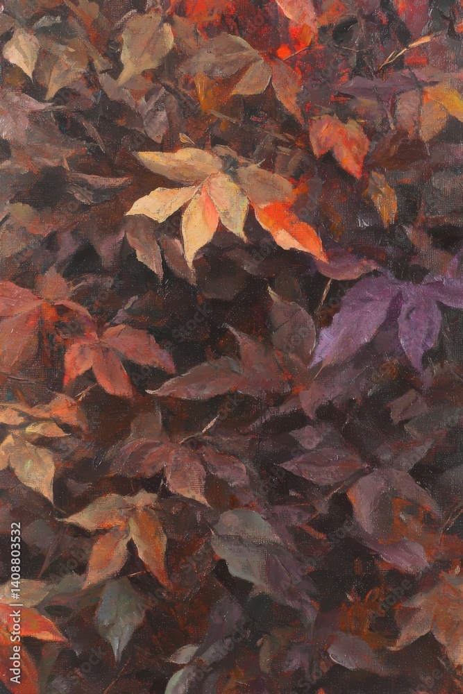 Colorful Autumn Leaves in Shades of Red, Orange, and Purple