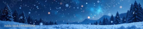 Snowflakes gently falling on a starry winter sky, sky, winter wonderland, night