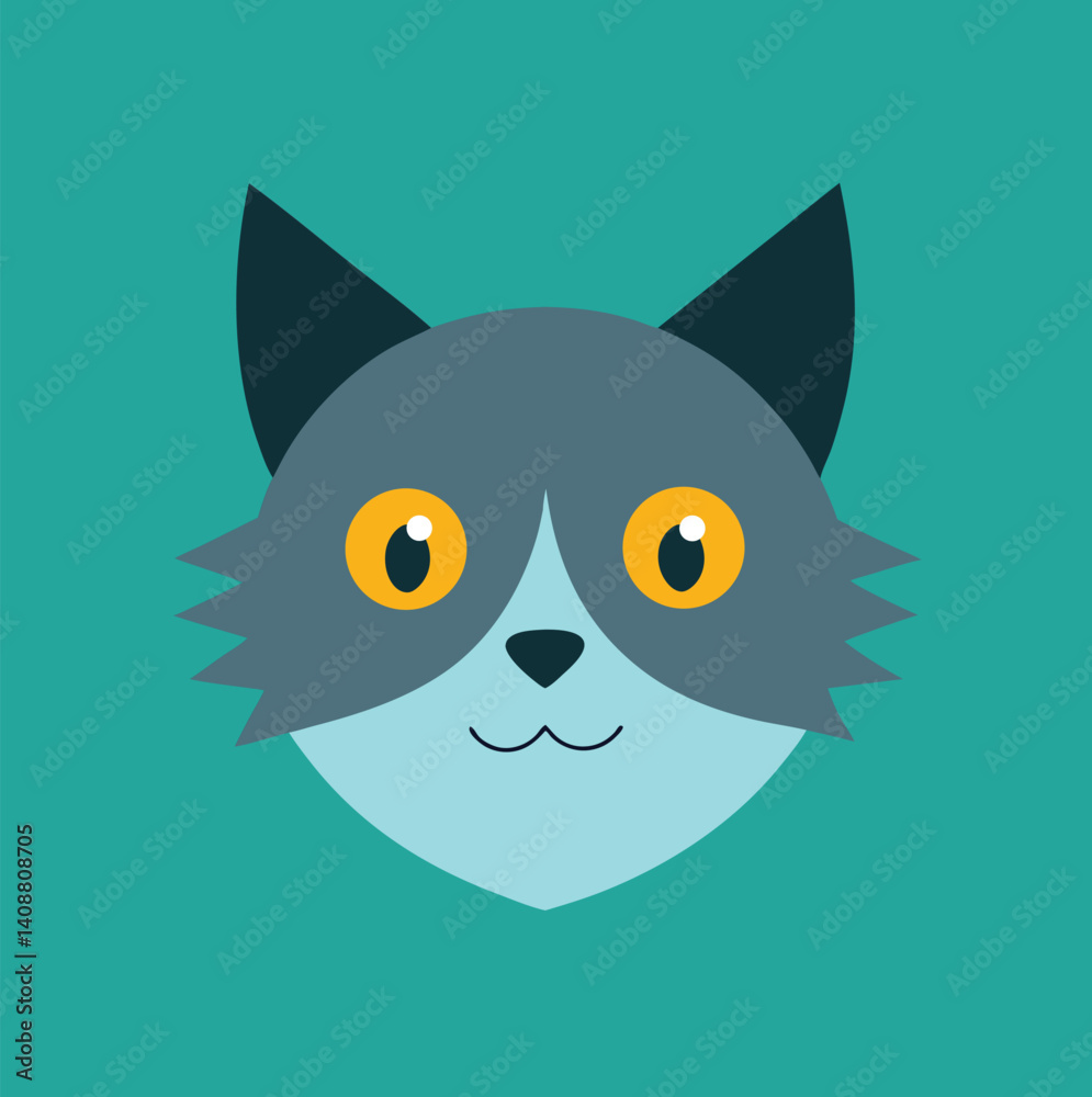 Obraz premium Cat Head Illustration Cute Cat Face Design Feline Head Icon Cartoon Cat Graphic