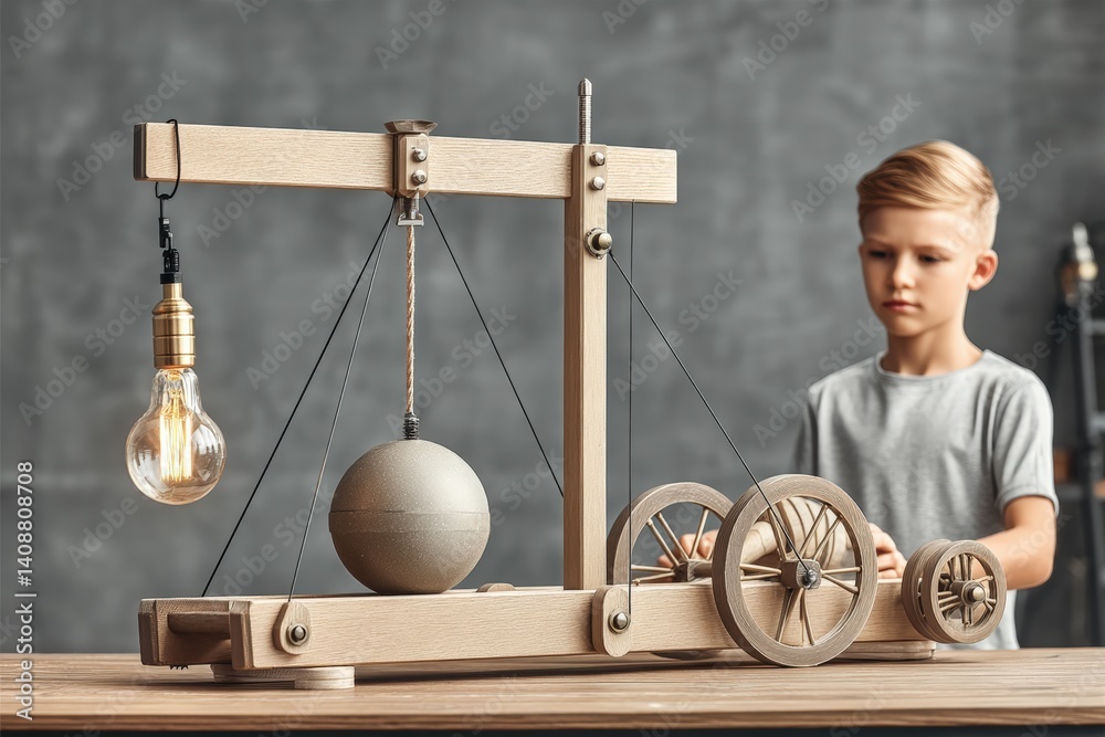 Experimenting with simple machines a young boy engaging with a pulley system home environment educational content creative perspective