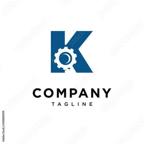 Letter K Gear Mechanical Logo Icon Vector