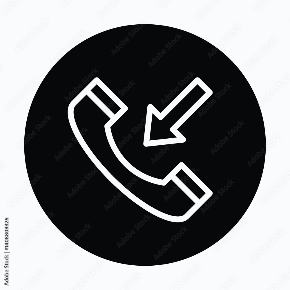 Incoming Call, Telephone Icon, Circular Style Isolated Vector Icon. Incoming Call, Telephone Icon, Circular Style Isolated Vector Icon.